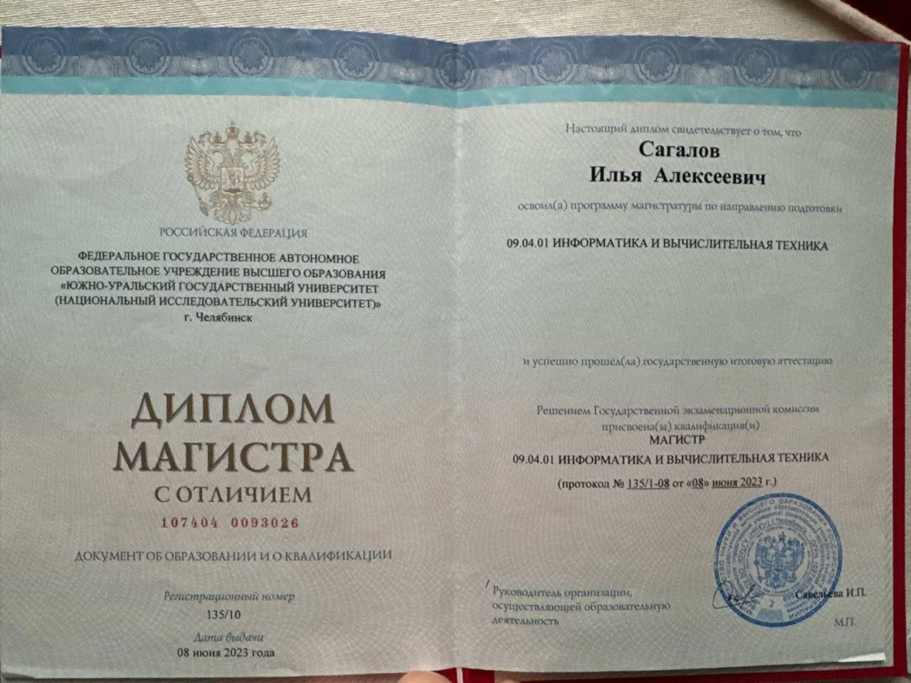 Диплом ЮУрГУ Ильи Сагалова