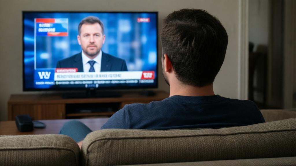 Человек смотрит новости и оценивает достоверность информации в медиапространстве
