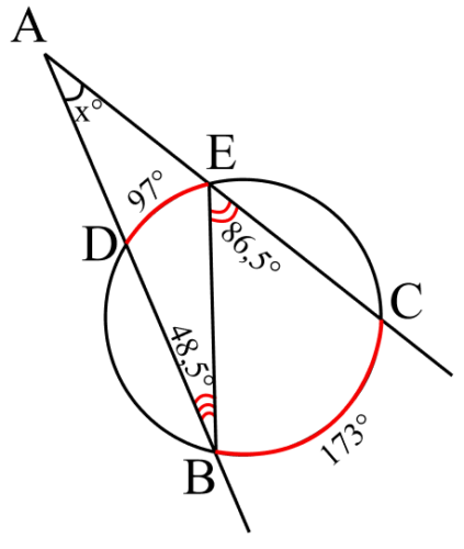 Центральные и вписанные углы. Пример 5