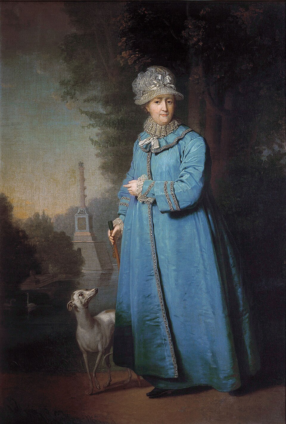 В. Боровиковский. Екатерина II на прогулке в Царскосельском парке. Источник: https://commons.wikimedia.org/wiki/File:Catherine_II_walking_by_V.Borovikovskiy_(1794,_Tretyakov_gallery)FXD.jpg