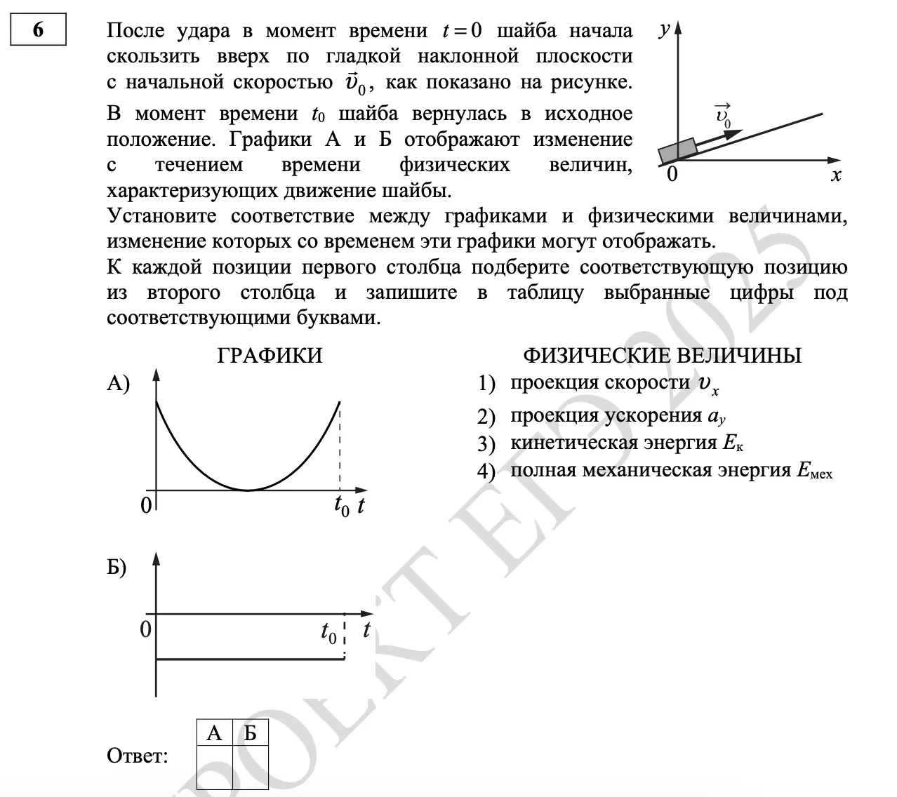 Физика ЕГЭ задание 6