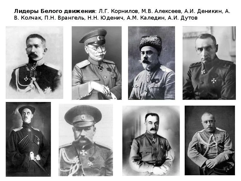Лидеры белого движения и генералы Белой армии в годы Гражданской войны