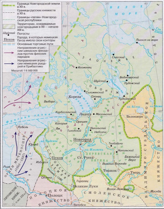 Карта Новгородской земли
