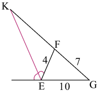 Решение примера с биссектрисой внешнего угла