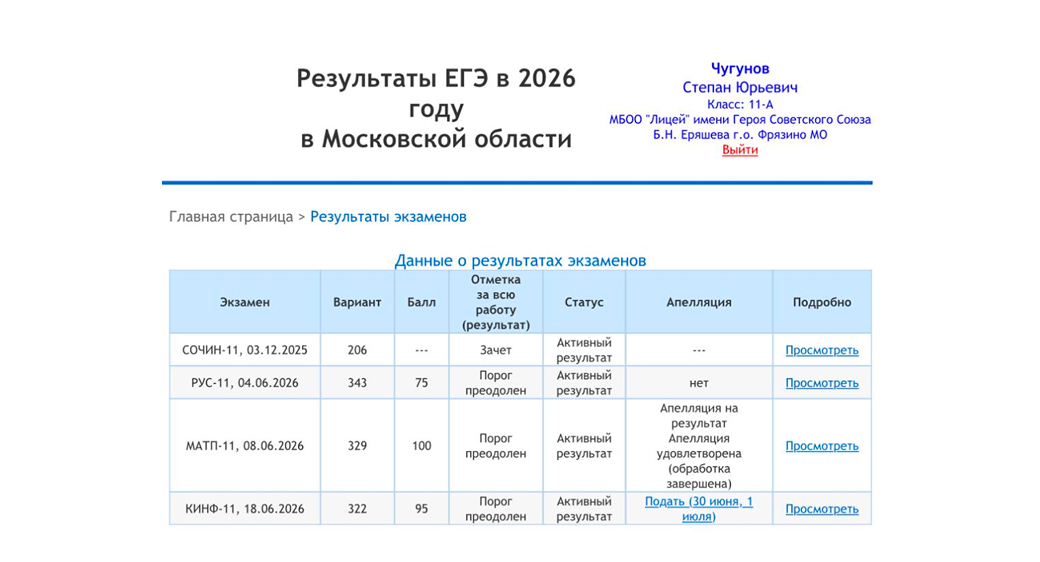 Результат выпускника №11