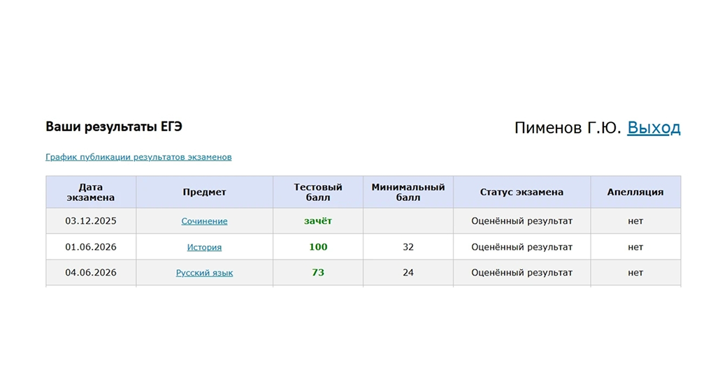 Результат выпускника №2