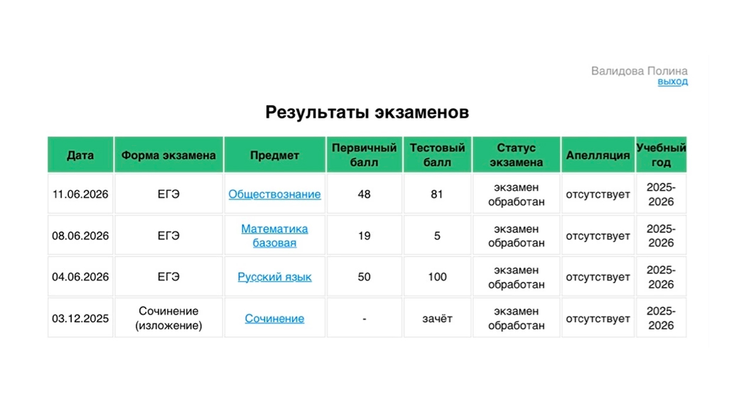 Результат выпускника №51
