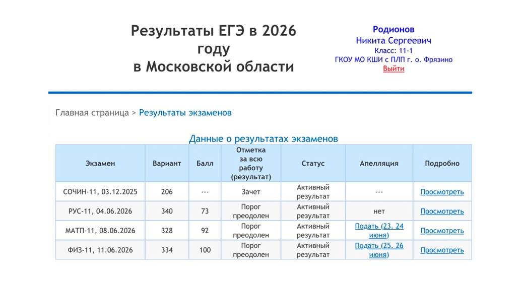 Результат выпускника №93
