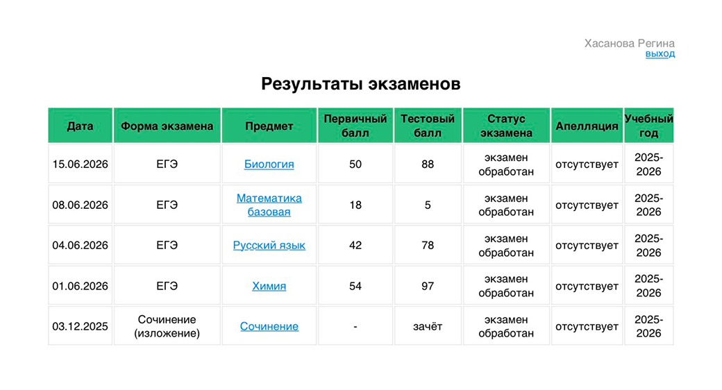 Результат выпускника №95