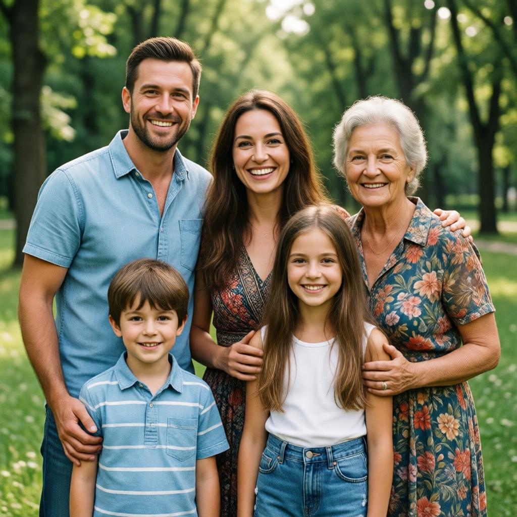 Семья гуляет в парке, тема family и friends для лексики ЕГЭ по английскому.
