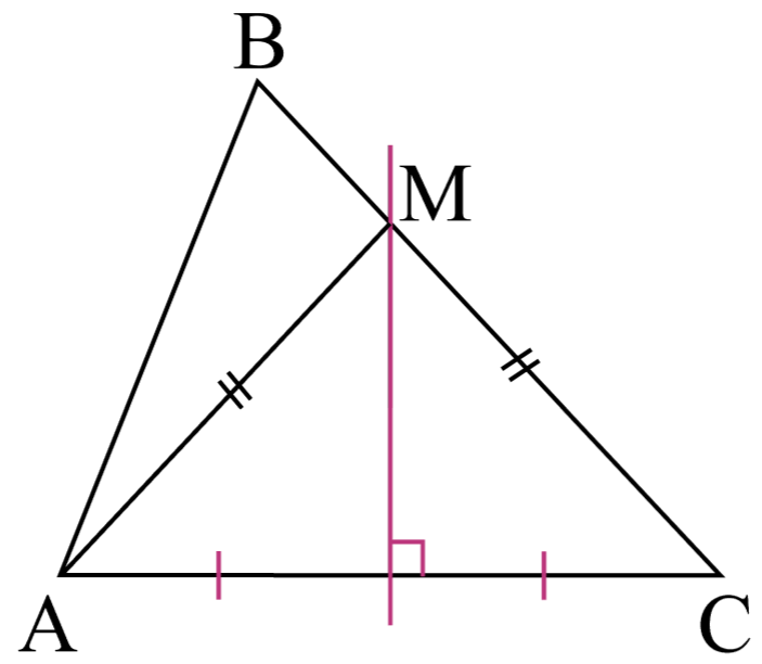 Серединный перпендикуляр треугольника. Свойство 1