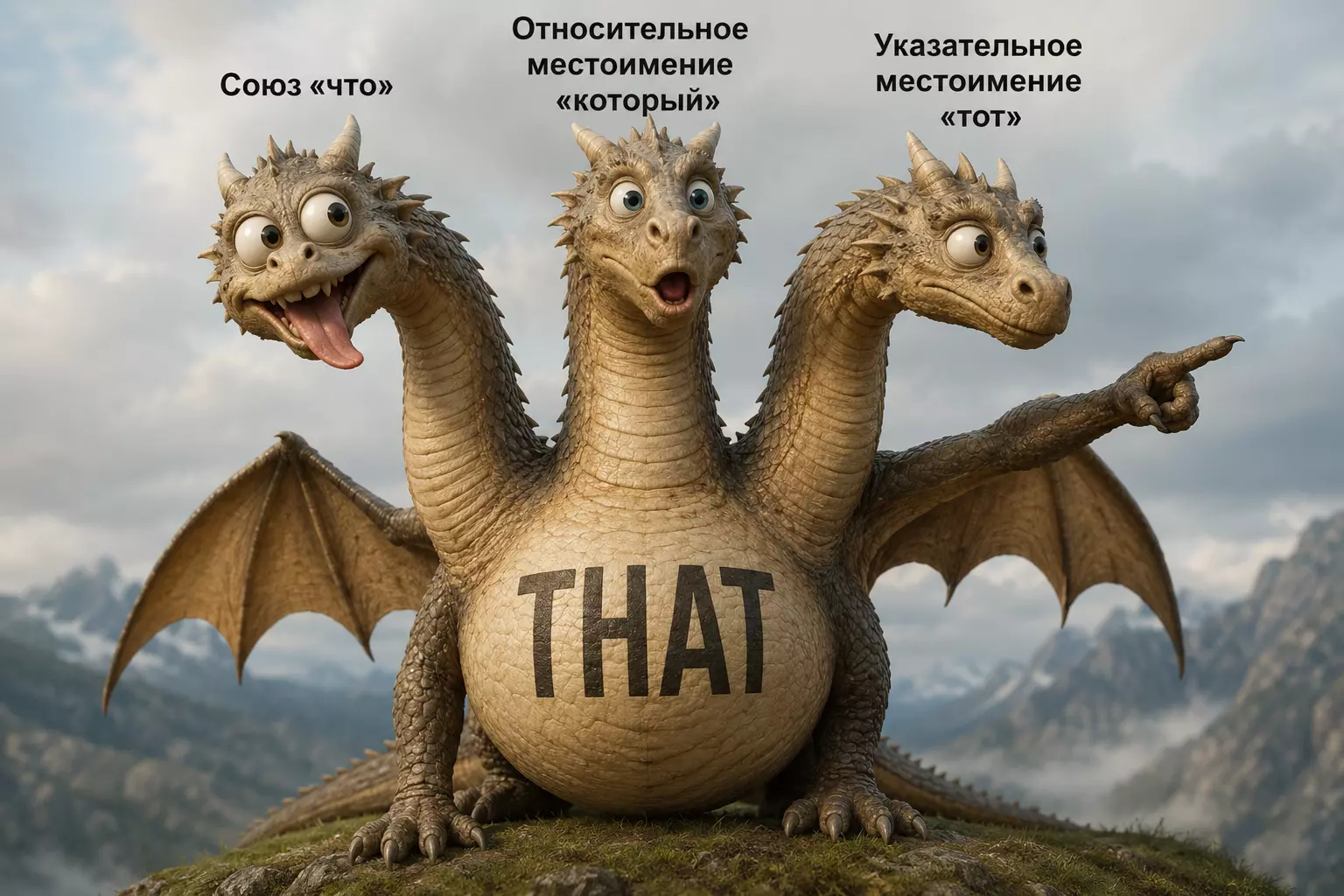 Схема трёх значений that: что, который и указательное местоимение.