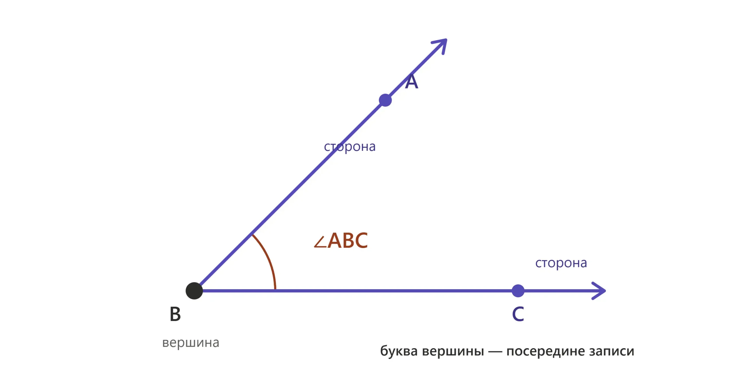 Угол из двух лучей с общей вершиной в задаче по геометрии.