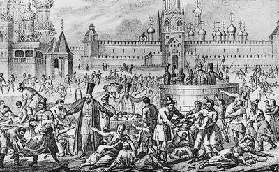 Великий голод в Москве 1601 года. Гравюра XIX века.