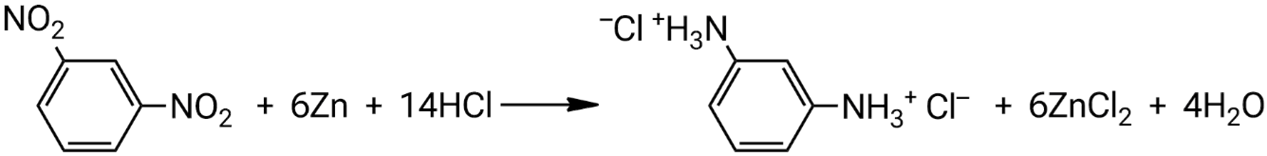 Взаимодействие 1,3-динитробензола с цинком в присутствии соляной кислоты