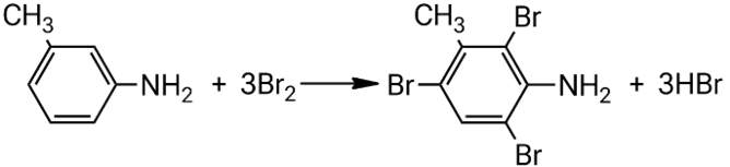Взаимодействие 3-метиланилина с бромной водой