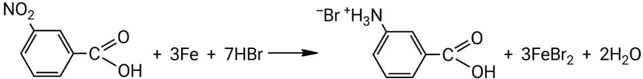Взаимодействие 3-нитробензойной кислоты с железом с бромоводородной кислотой