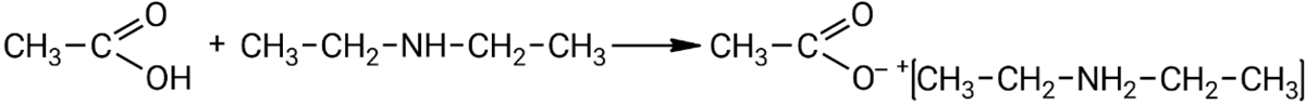 Взаимодействие диэтиламина с уксусной кислотой