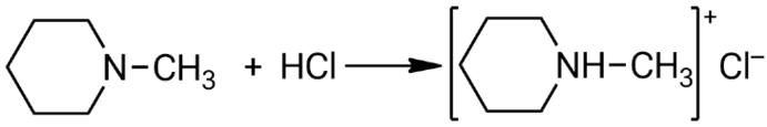 Взаимодействие N-метилпиперидина с соляной кислотой