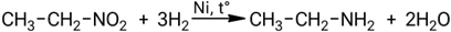 Взаимодействие нитроэтана с водородом