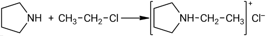 Взаимодействие пирролидина с хлорэтаном